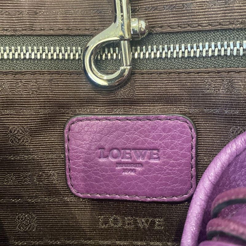 Loewe Heritage Purple Tassel Leather Tote Bag