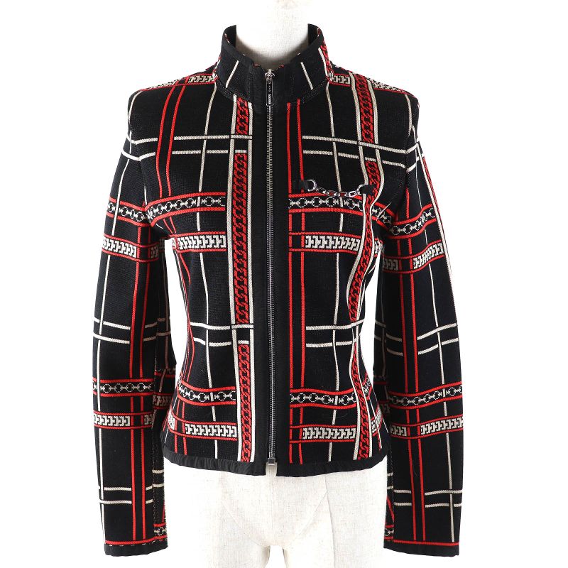 Hermes 2023 3h4209dc Tartan Et Chaines 100% Cotton Racer Jacket Zipup Knit