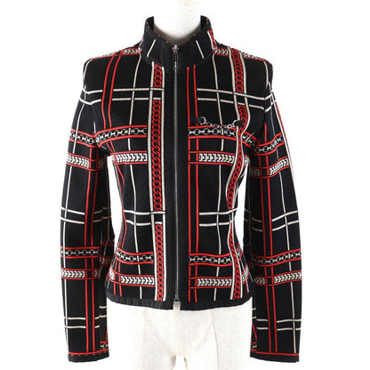 Hermes 2023 3h4209dc Tartan Et Chaines 100% Cotton Racer Jacket Zipup Knit