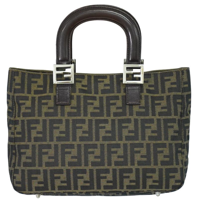 Authentic Fendi Zucca Tote Handbag Canvas Brown 26329 Zucca Bag Pre-owned