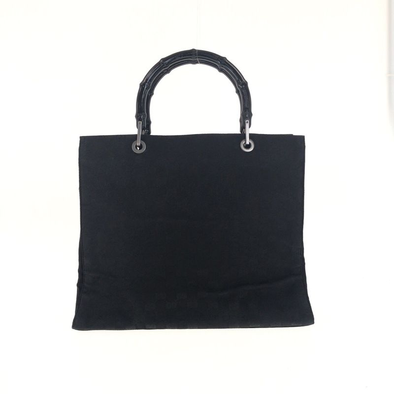 Gucci Bamboo Black Silver Hardware GG Canvas 002 And 1010 Handbag Tote Bag