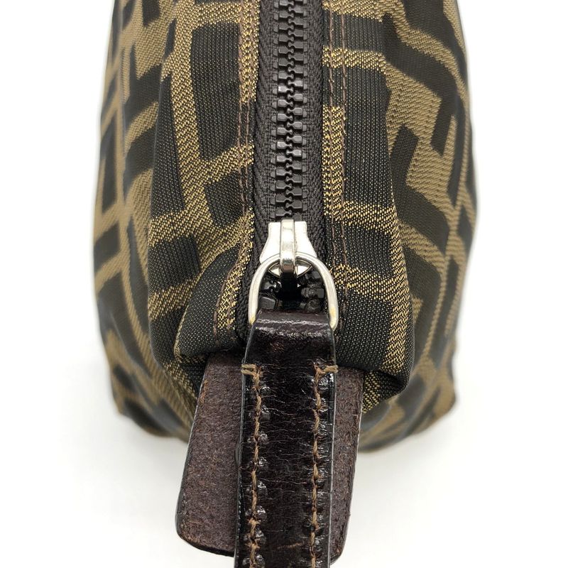 Fendi 2262226540009 Pouch Khaki Nylon/leather Zucca Women Men Fashion