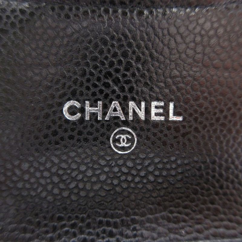 Chanel Chain Wallet Pouch Mini Matelasse Caviar Skin Black 30's Ladies Tnt