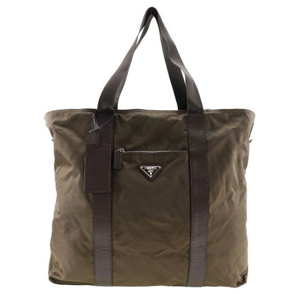 Prada Nylon Khaki Unisex Boston Bag