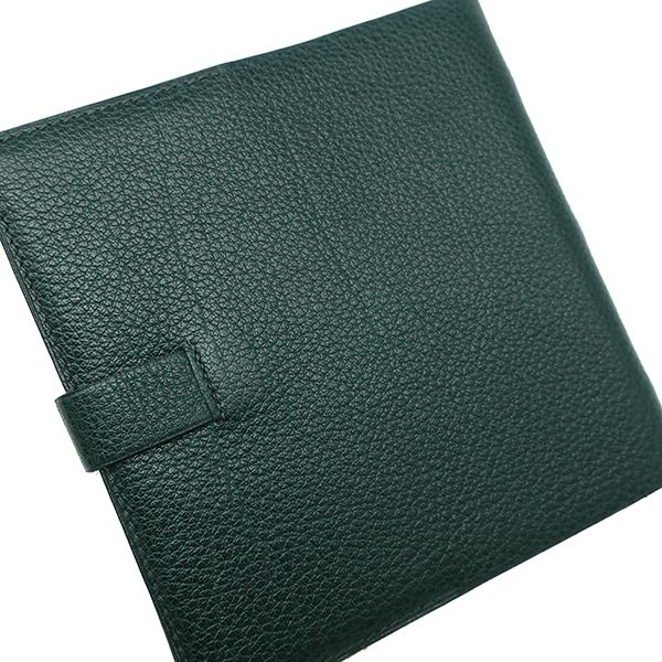Hermes Accessories CD Case Leather Greenish Silver Hardware Green Book Type
