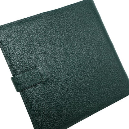 Hermes Accessories CD Case Leather Greenish Silver Hardware Green Book Type