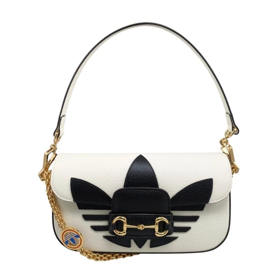 Gucci X Adidas Collaboration Shoulder Bag Horsebit 722009 Logo Chain White