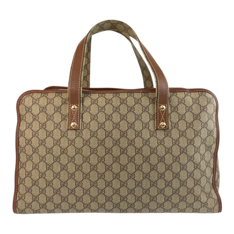 Gucci Sherry Line Beige Gold Hardware GG Supreme Canvas 211133 Boston Bag