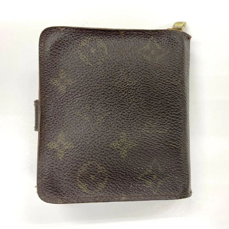 Louis Vuitton Monogram Compact Zipped Folding Wallet M61667 Brown Made In Spain