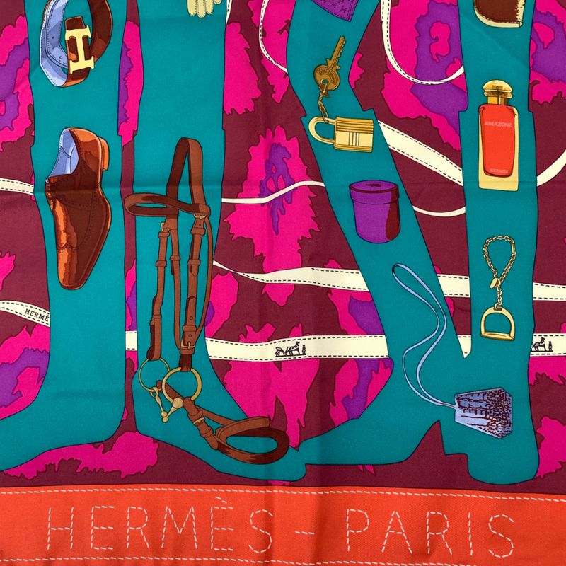 Hermes Carre 90 Monsieur ET Madame All-over Silk Scarf Multicolor
