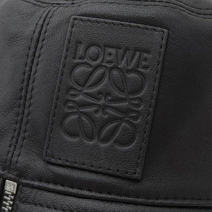 Loewe Hat Fisherman Hat Lambskin Leather Black #57 Silver Hardware Black Hat