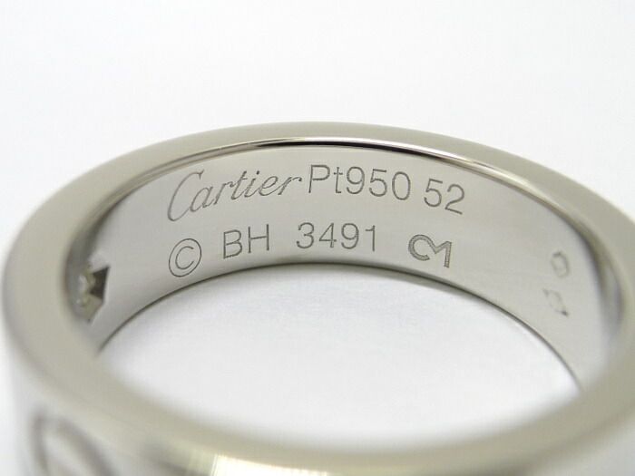 Cartier Love Ring Pt950 Platinum With Diamonds Size 52 Approx 120 G
