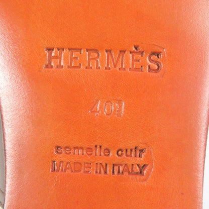 Hermes Wingtip Lace-up Canvas Leather Dress Shoes Brown 40.5 Made In France