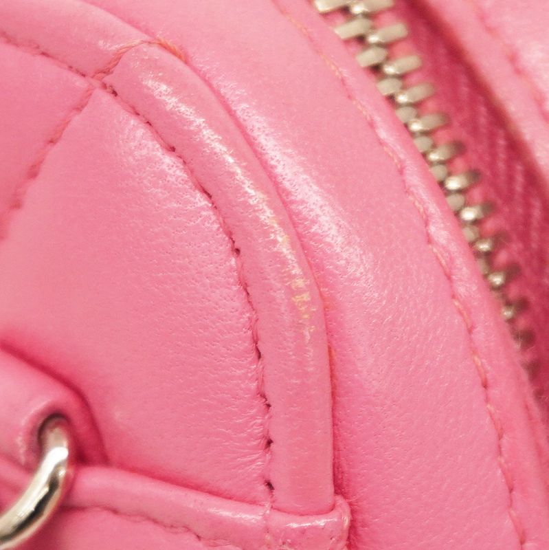 Chanel Shoulder Bag Matelasse Lambskin Pink Silver Hardware Women