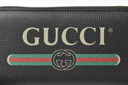 Gucci Unused Wallet Gucci Long Wallet Vintage Logo Print 496317 Black