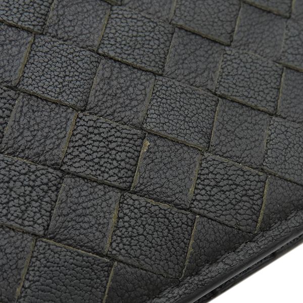 Bottega Veneta Long Wallet Intrecciato Leather Black X Brown X Khaki Black