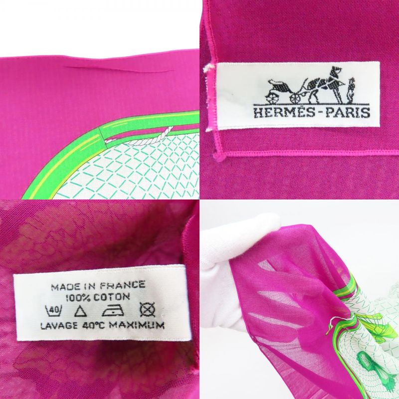 Hermes Shawl Pareo Cotton Purple White Green Butterfly Large Scarf Women Hermes