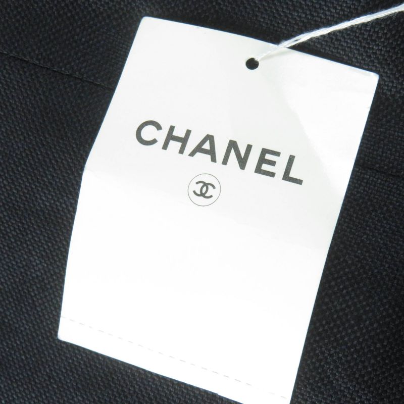 CHANEL Vintage 150466d4 A250078 100% Linen 100% Silk Lining Logo Button Tight