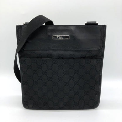 Gucci 27639 Light Shape Shoulder Bag Crossbody Black GG Canvas/leather Men