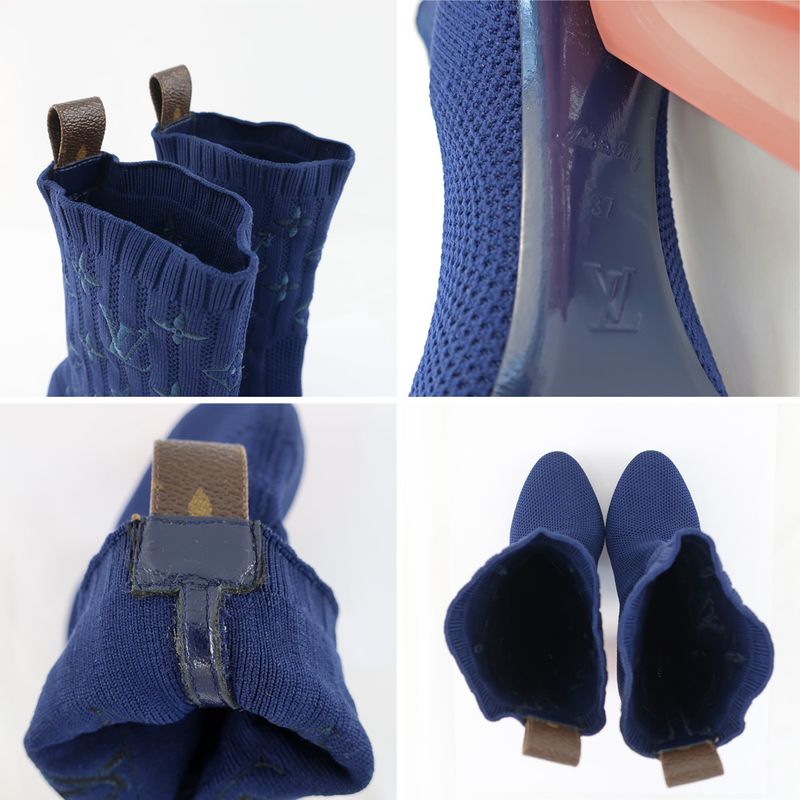 Louis Vuitton Knit Boots Ankle Boots Sock Boots Navy X Pink Notation