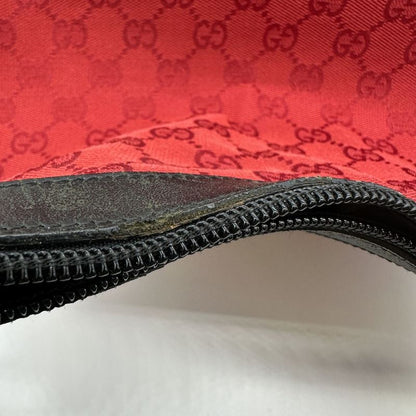 Gucci 000-0531 Shoulder Bag Handbag GG Canvas Bamboo Red Black Women