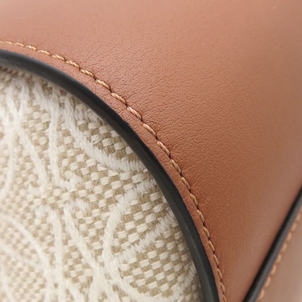 Loewe 2way Bag Hammock Bag Small Leather Jacquard Cotton Ecru and Tan Gold