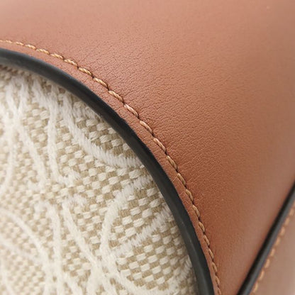 Loewe 2way Bag Hammock Bag Small Leather Jacquard Cotton Ecru and Tan Gold