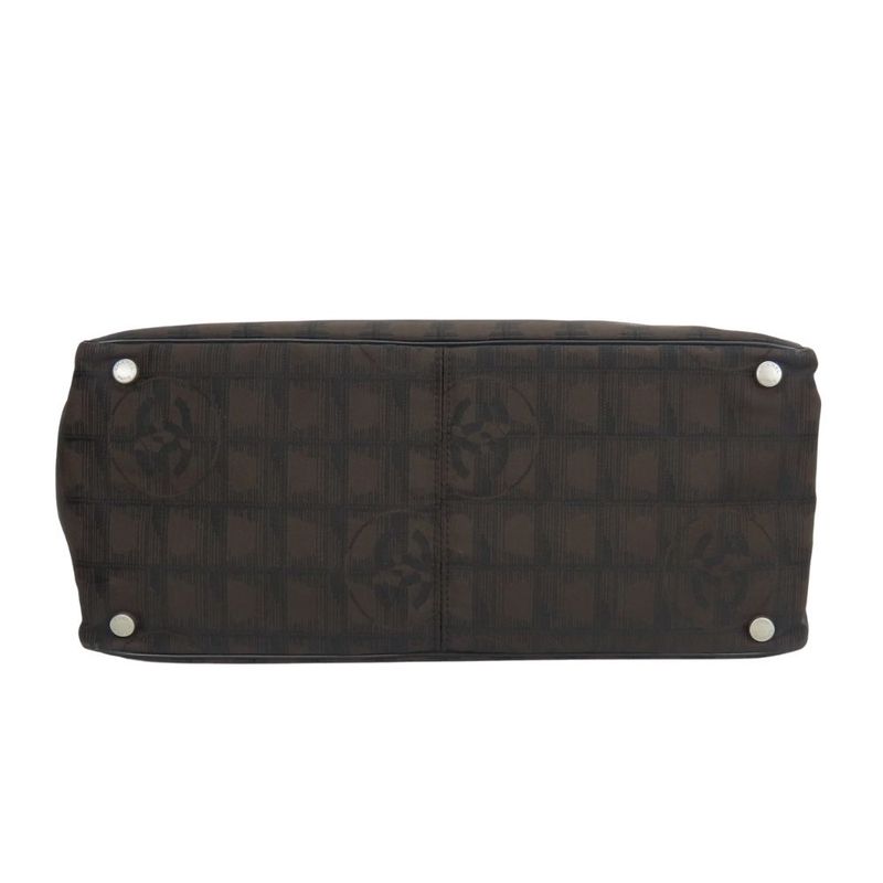 Chanel Tote Bag MM New Travel Line Jacquard Nylon Marron Silver Hardware