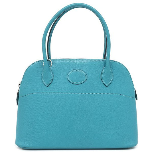 Hermes 2way Bag Bolide 27 Chevre Turquoise Silver Hardware Blue Shoulder H