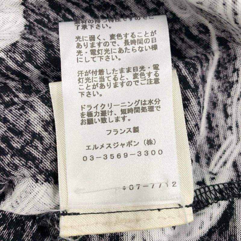 Hermes Dress Cotton Black White 20 AW Print 3/4 Sleeve