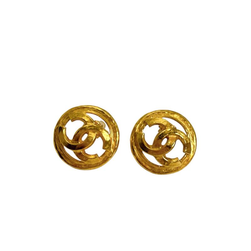 Chanel Vintage Large Earrings 94P Coco Mark Earrings Chanel Gold