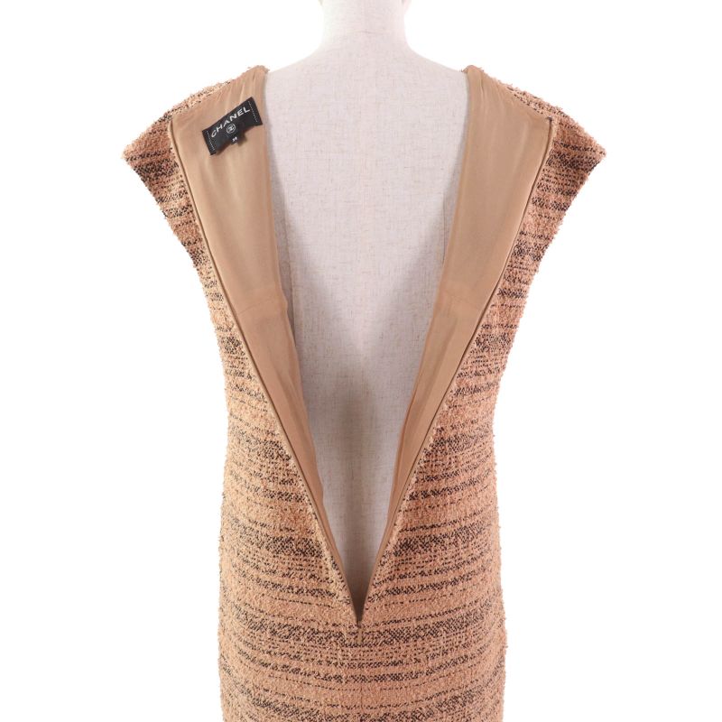 CHANEL P57978 100% Silk Lined V-neck With Coco Hardware French Sleeve Knee-lengt