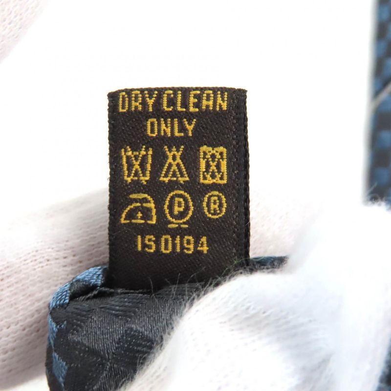 Louis Vuitton M67978 Clavat Ek 100% Silk Plaid Tie 8cm (3.15in) Blue Black Made