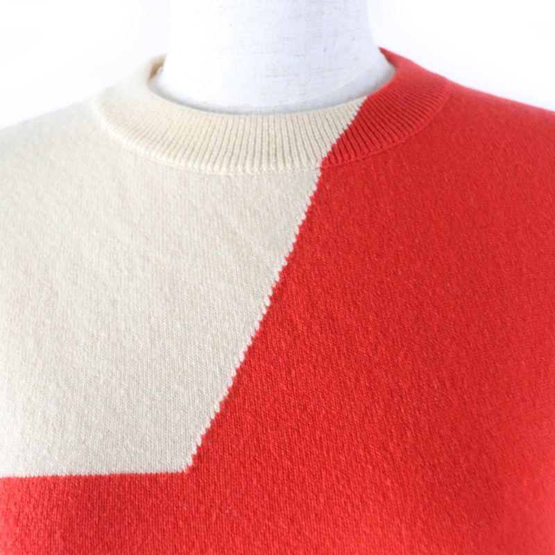 Hermes 100% Cashmere French Sleeve Knit Top Beige Red 36 Made In England Women