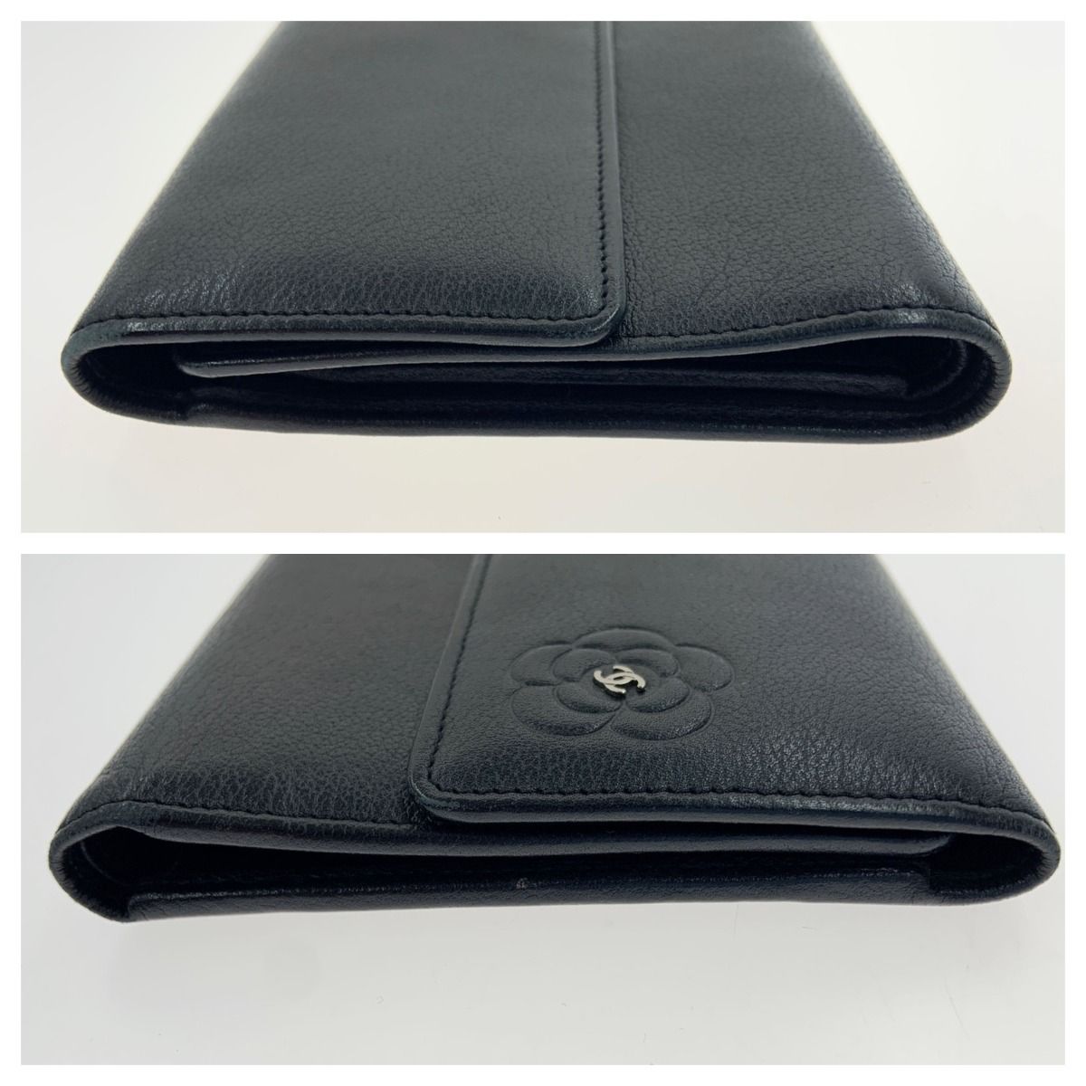 Chanel Camellia Butterfly Flap Wallet Wallet Long Wallet Black