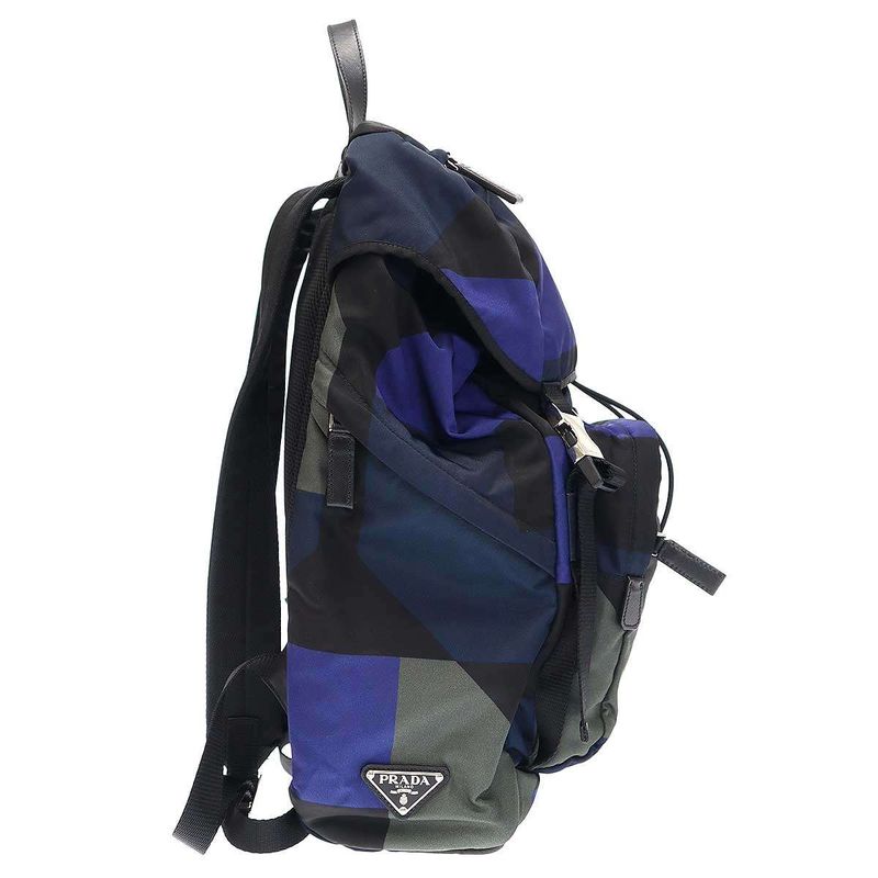Prada 2vz135 Geometric Nylon Backpack Navy