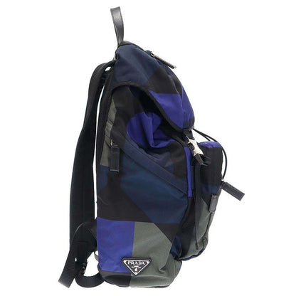 Prada 2vz135 Geometric Nylon Backpack Navy