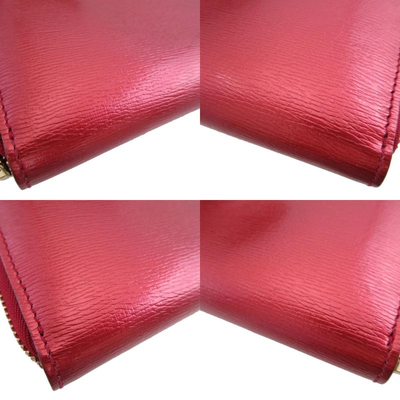 Gucci Heart Interlocking 308005 Leather Red Round Zipper Long Wallet 1346 Gucci
