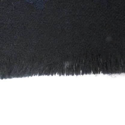 Louis Vuitton M71615 100% Cashmere Monogram Allover Fringe Scarf Black Navy