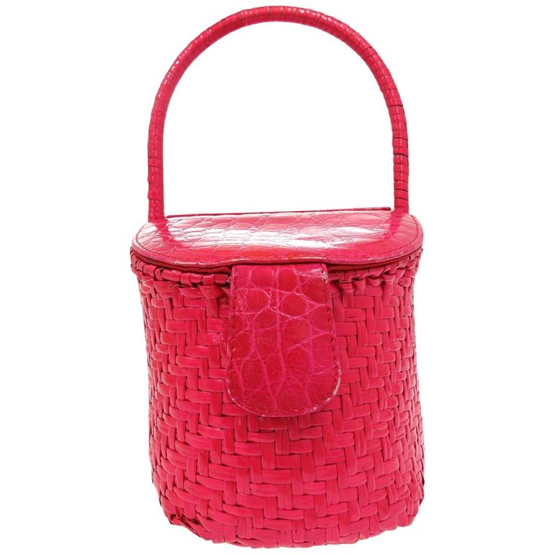 Fendi Croc Straw Bag Basket Bag Straw Pink 2524 Fendi