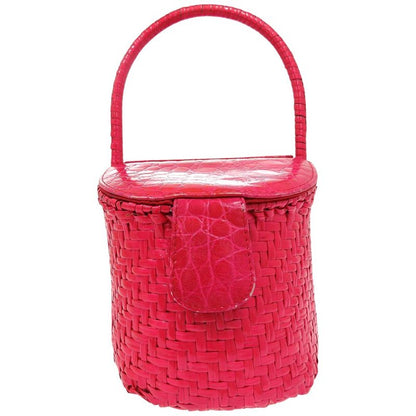 Fendi Croc Straw Bag Basket Bag Straw Pink 2524 Fendi