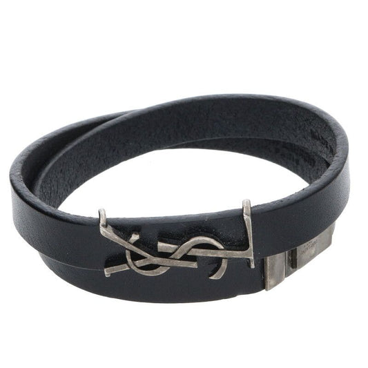 Saint Laurent Paris 485465 Cassandra Logo Double Leather Bracelet Men's L 17