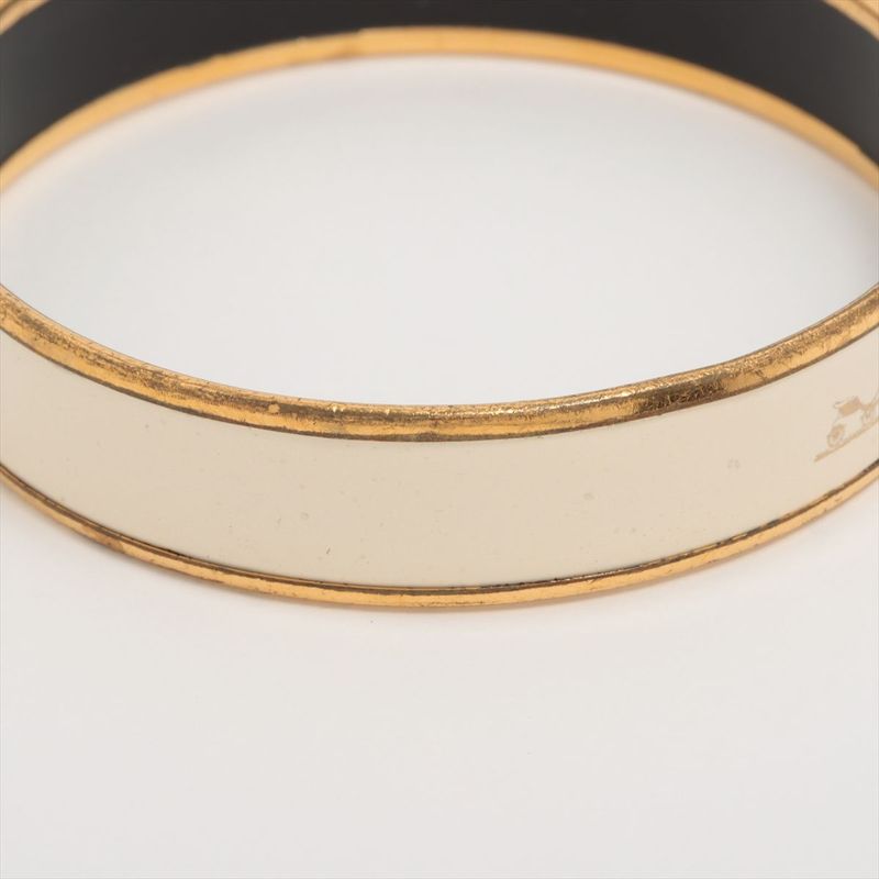 Hermes Emile GM Bangle Logo Horse Cart GP × Enamel Gold × Cream Made In Austria