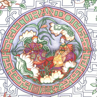 Hermes Scarf Carre 90 2002 Turandot Natsunohidaka Orange Blue Turandot Pink