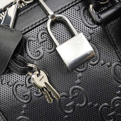 Gucci GG Embossed Boston Bag Black 725282 520981 Leather 2way Shoulder