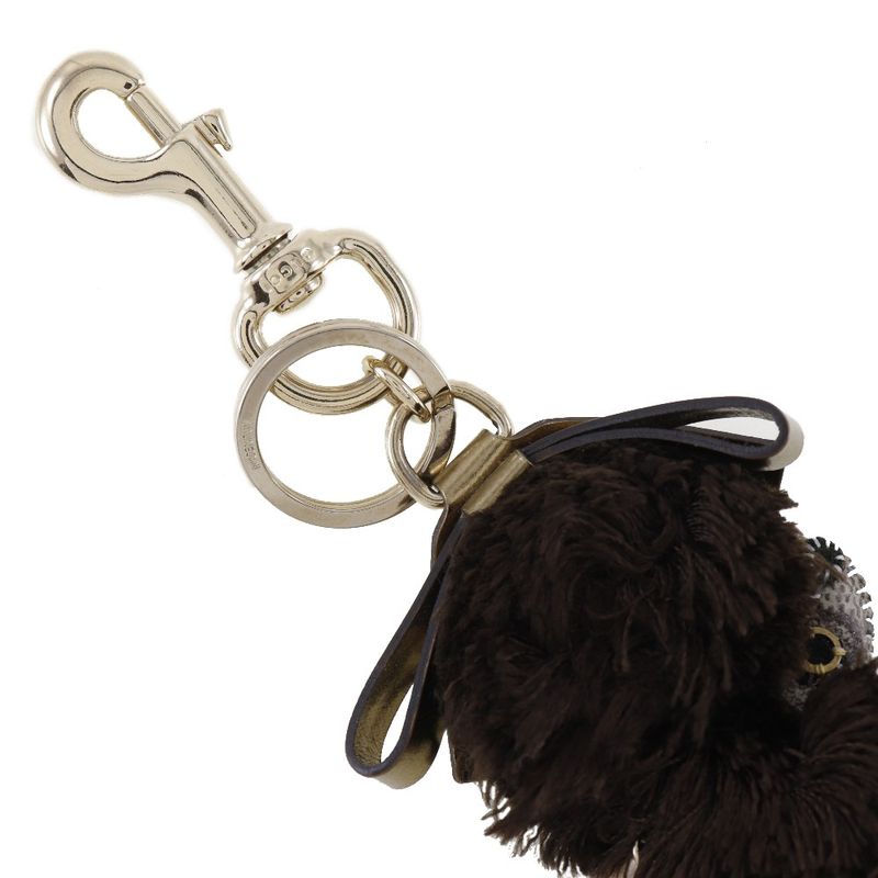 Gucci Poodle Bag Charm Guccioli GG Supreme Canvas Brown Unisex Key Holder