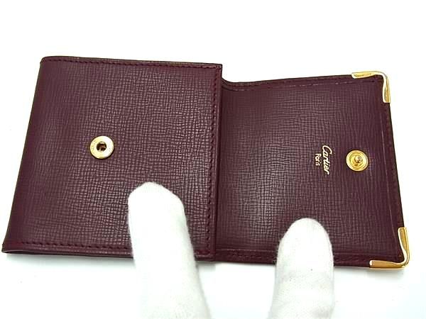 Cartier Must Line Leather Coin Case Coin Purse Ladies Men's Bordeaux