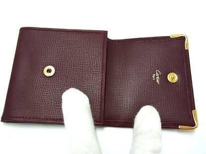 Cartier Must Line Leather Coin Case Coin Purse Ladies Men's Bordeaux