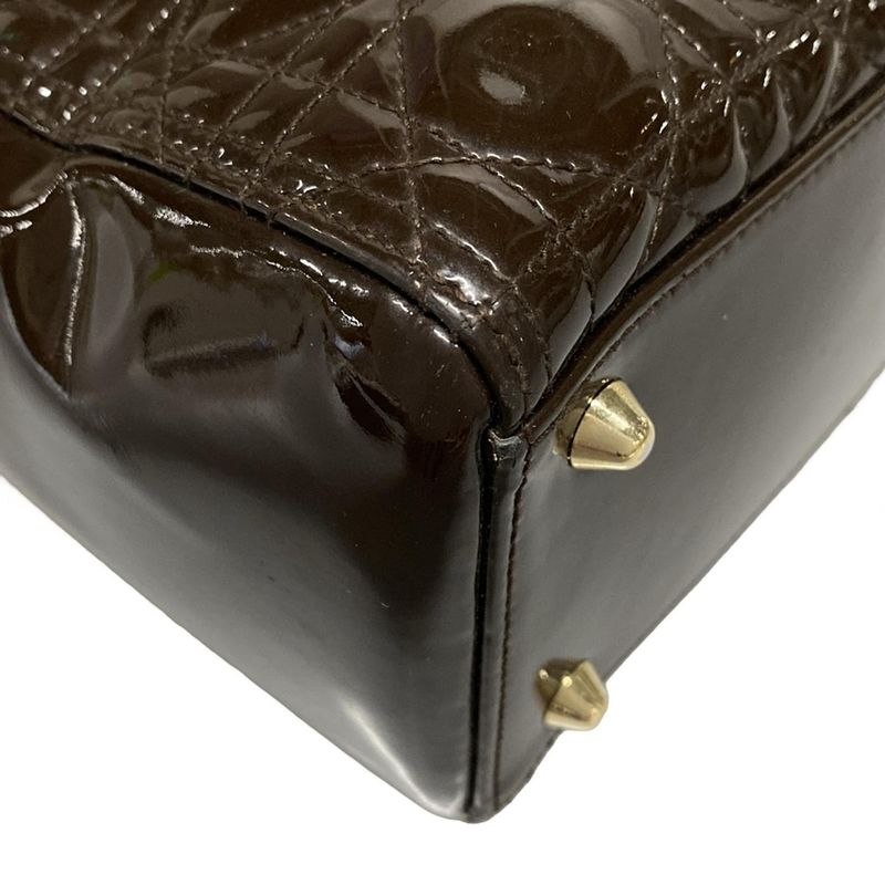 Dior/christian Dior Handbag Lady Dior Large Dark Brown Leather