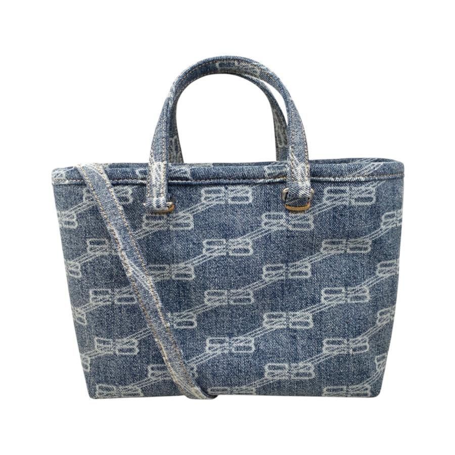 Balenciaga Handbag Shoulder Bag Denim Bag BB monogram Blue Silver